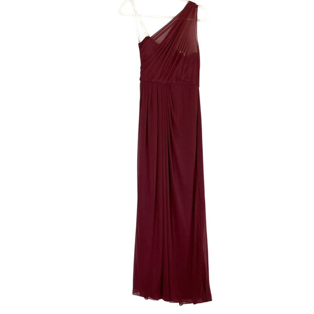 David's Bridal | Wine One Shoulder Illusion Dress Bridesmaid Evening Women 6 NWT